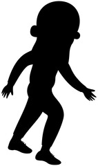 Sporty long hair girl silhouette dribbling inside foot soccer technique step 2 without ball illustration. Editable Color Vector