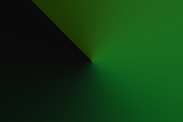 A dark green background with a lighter green triangle and shadow