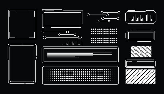 Hud vector user interface element set for app or game design technology concept