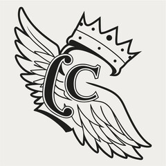 Obraz premium Winged Letter C Crown Logo