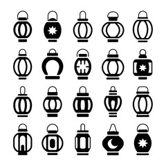 Lanterns Array: A collection of various lantern designs, featuring diverse shapes and patterns, perfectly suitable for festive decorations or symbolic use.