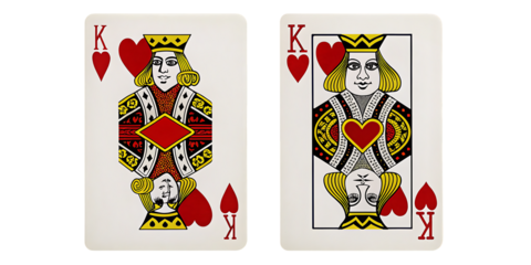 King of Hearts playing cards on white isolated on a transparent background hearts suit gold