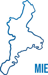 Mie japanese prefecture in Kansai region hand drawn simplified smooth map