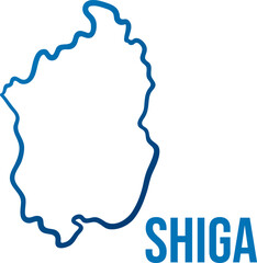 Shiga prefecture smooth map abstract design. Isolated vector filled with blue gradient