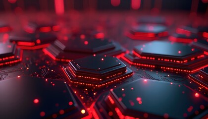 Cinematic Futuristic Abstract Background With Dark Hexagonal Blocks