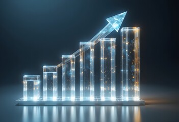 Gold bar graph with golden coins showing business growth and financial success
