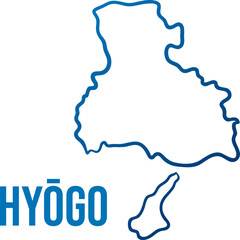 Hyogo prefecture in Kansai region simplified outline map