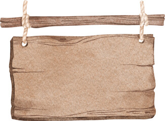 Watercolor Illustration of Wooden Board