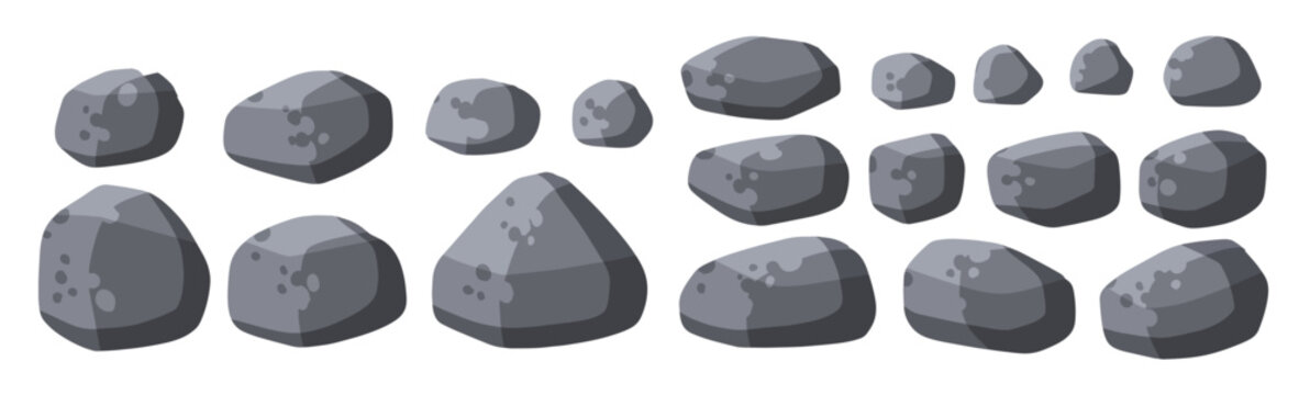 stack of flat stone rock set different grey boulders pile