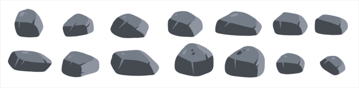 stone boulder granite debris and grey cobble pile of