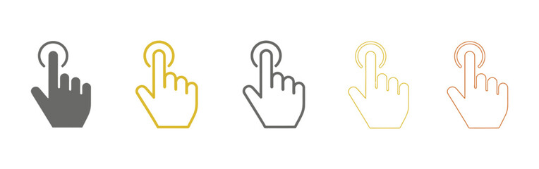 Hand cursors containing pointer, arrow and hand symbol with pixelated form. Transparent vector illustration