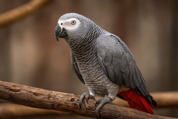 Fototapeta premium Textured Grey Plumage Study: African Grey Parrot Portrait with Focus on Eye and Beak