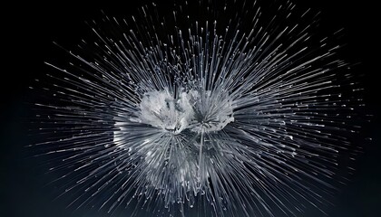 Obraz premium Abstract composition of radiating lines from a central, crystalline formation, on a dark background