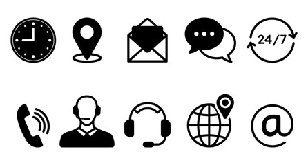 Contact us Web icon set. Communication graphic symbols