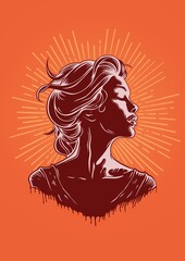 Elegant Female Profile Portrait in Line Art Style, Minimal Illustration. Girls empowerment. Feminist art © Lesia