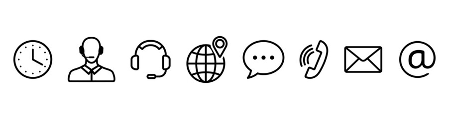 Communication icon set for contact us web graphic symbols
