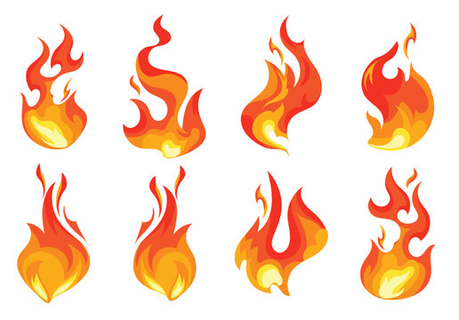 Set of fire flame vectror illustration