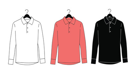 a set of three long sleeve shirts in different colors silhouette high quality professional detailed modern
