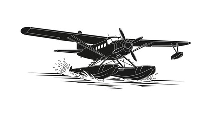 Vintage Seaplane Illustration on White Background. © Alhakbin