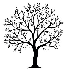 Obraz premium Stylized illustration of a tree depicting a leafy silhouette for nature-themed designs