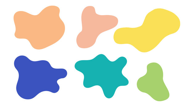 Colorful blobs isolated on transparent background