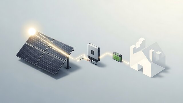 Solar Panel System Generating Electricity for Home.