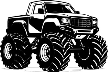 Aggressive Monster Truck Graphic Silhouette Vector