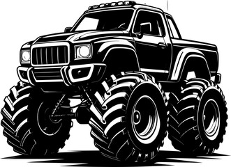 Aggressive Monster Truck Graphic Silhouette Vector