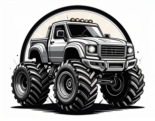 Monster Truck Emblem Style Vector Design