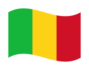 Waving flag of Mali, African nation representing unity and freedom with vibrant colors and vertical stripes