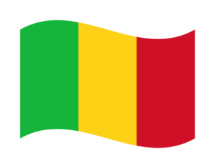 Waving flag of Mali, African nation representing unity and freedom with vibrant colors and vertical stripes