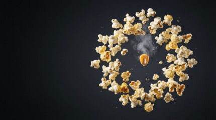 single popcorn kernel triggering ripple effect symbolizing influence, change, cause and effect, leadership concept, copy space