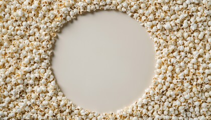 popcorn arranged in circular formation symbolizing community, unity, interconnected systems, belonging, minimal conceptual background
