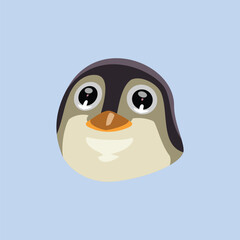 Obraz premium Illustration of Cute Cartoon Penguin Head Meme Face