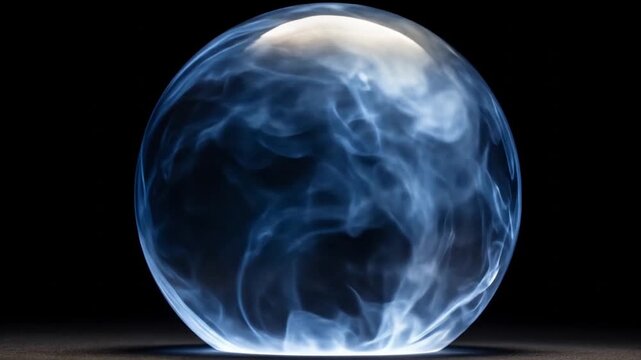 Abstract sphere of glowing energy against a dark background cgi visual