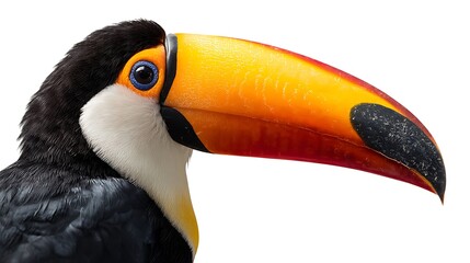 Close up of a toco toucan ramph isolated on the white background