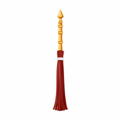 Fototapeta premium Golden staff with red tassel with transparent background