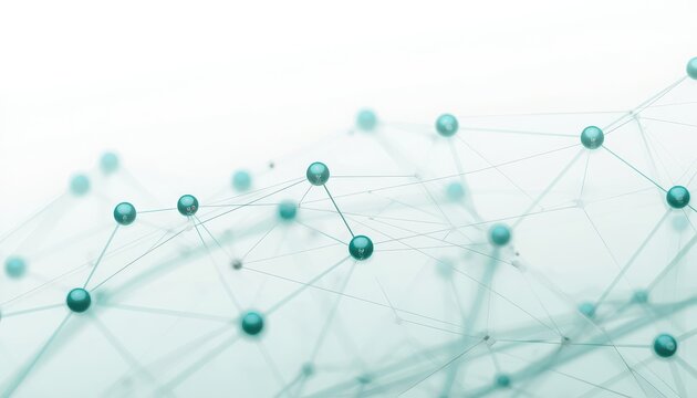 A network of interconnected nodes and lines in a futuristic design, Abstract digital network background with copy space for technology and business - Powered by Adobe