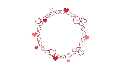 Red Hearts Circle on White Background