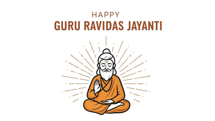 Guru Ravidas Jayanti Illustration of Saint in Meditation.