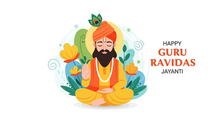 Guru Ravidas Jayanti Illustration of Saint with Beard.