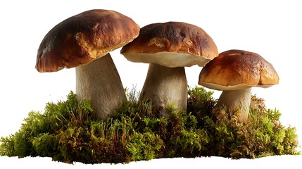 Close up of boletus mushrooms isolated on the white background