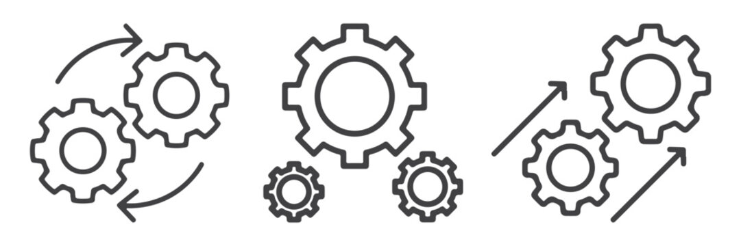 Three Interlocking Gears Icon. vector Eps 10