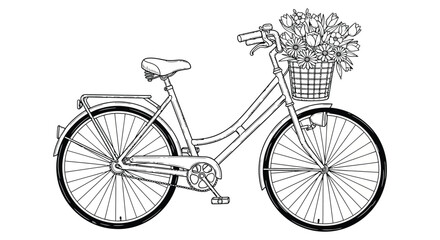 a bicycle with a basket of flowers silhouette high quality professional detailed modern elegant stylish clean