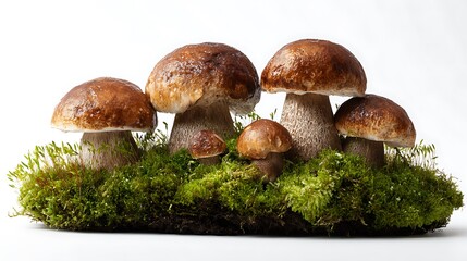 Close up of boletus mushrooms isolated on the white background