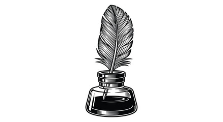 a quill pen in an inkwell with a detailed feather silhouette high quality professional modern elegant