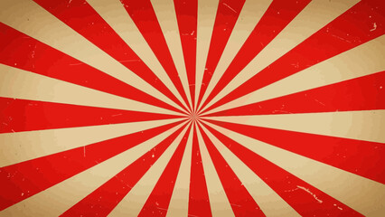 Vintage red and beige sunburst background with distressed texture effect