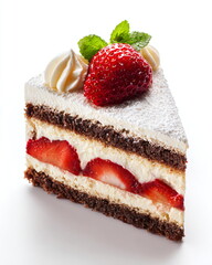 dessert cake slice isolated on white background soft studio lighting