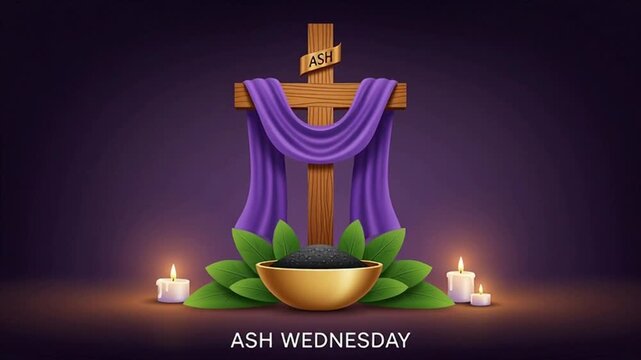 Ash wednesday celebration with cross and ashes