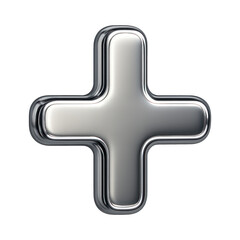 Fototapeta premium PNG Shiny metallic 3D plus symbol